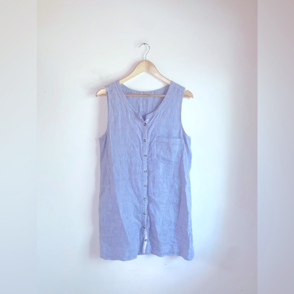 Linen Button Up Mini Dress